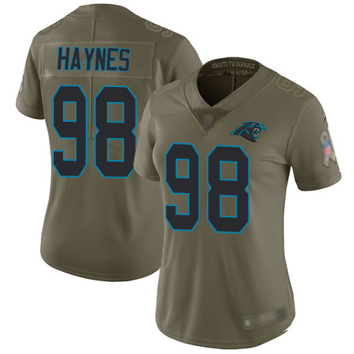 Carolina Panthers Limited Olive Women Marquis Haynes Jersey NFL Football #98 2017 Salute to Service->women nfl jersey->Women Jersey